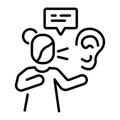 A line style icon of active listening 