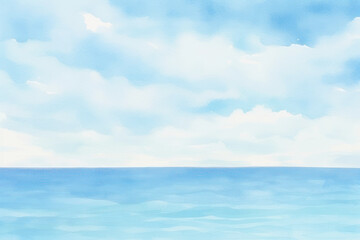 Obraz premium Serene watercolor ocean horizon sky png paint texture overlay, transparent background
