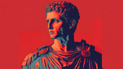 Obraz premium Portrait of the roman conquerer ceasar.generative ai. Roman Empire. Illustration