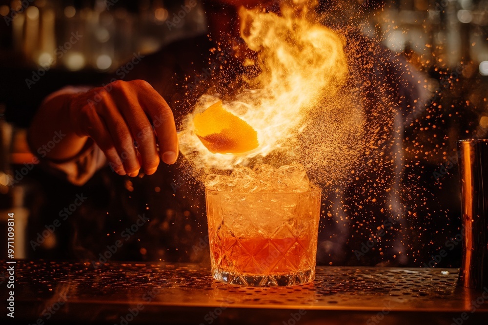 Poster preparing a spicy drink with a lemon slice.