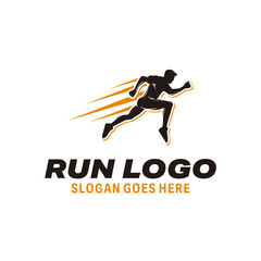 Run sport silhouette logo design