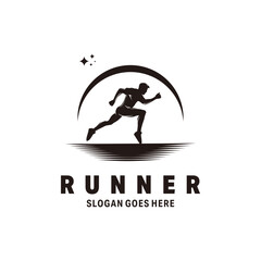 Runner sport silhouette logo design