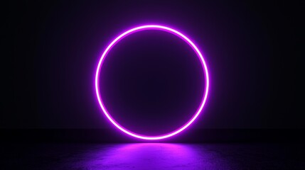 Text template: Blue and purple neon glowing glare circle with rays. Isolated on black.