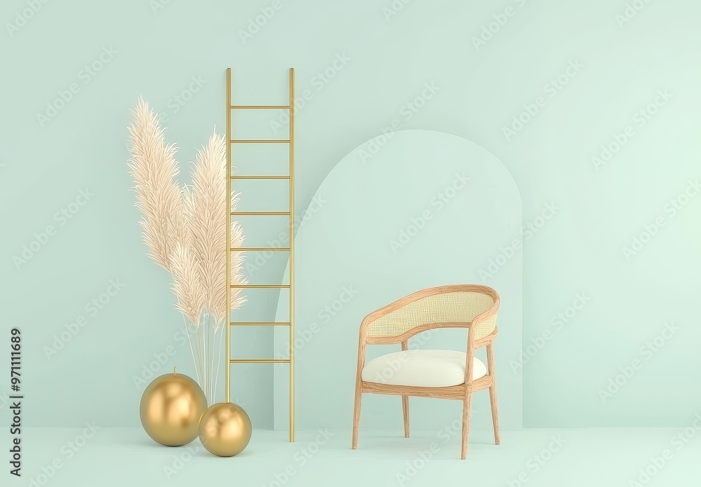 Poster Abstract background with realistic geometric objects in 3D. Designed by Trendy minimal poster.