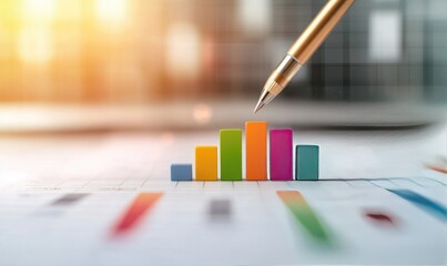 A close-up view of colorful bar graphs indicating growth and performance, perfect for business and finance visuals.