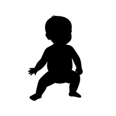 A baby is standing in a black and white drawing