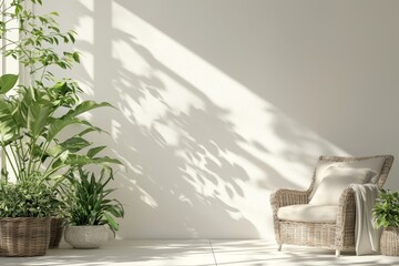 A loft-style outdoor living area with white furniture and green plants