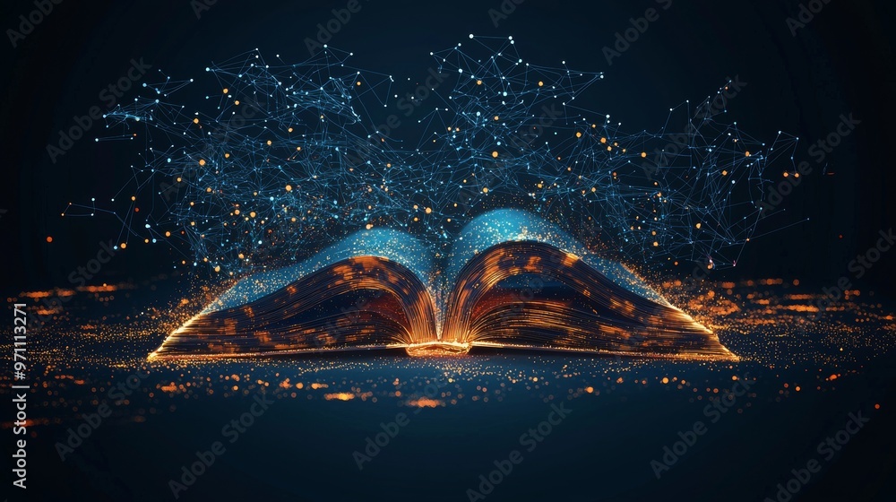 Poster an innovative digital book for learning. image from a stock photo collection.