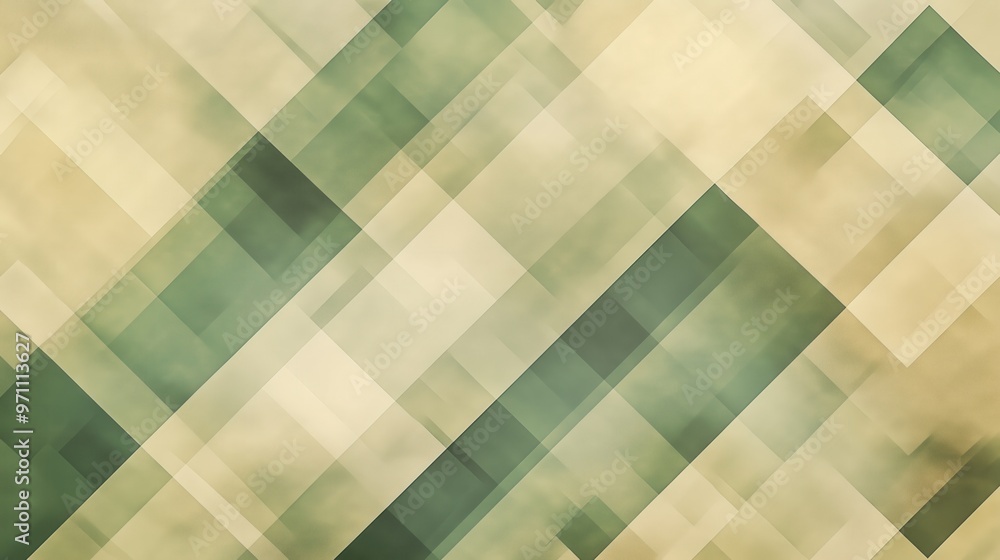 Poster a patterned background with green and white squares. the squares are of different sizes and are arra