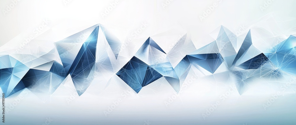 Poster Stock image of a blue triangle background used for an IT company or a blue triangles background for a stock image
