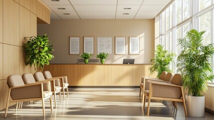 Patient waiting area in private practice hospital for patients with doctor appointments.