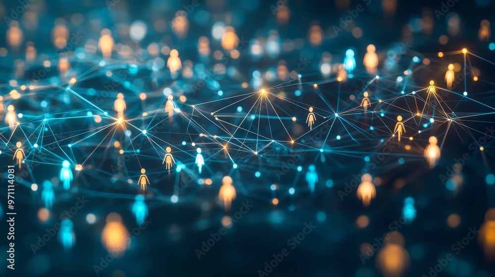 Aufkleber Imagine a network of interconnected nodes representing partnerships, collaborations, and increasing connections with the purpose of visualizing the expansion of that network