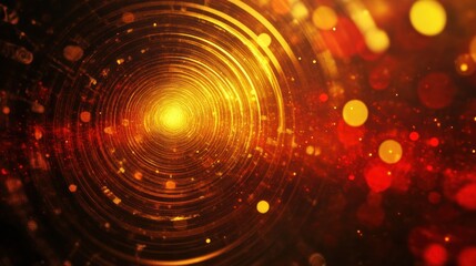 Illustration of shining rays Gold and red circle with abstract background. Ai generated image