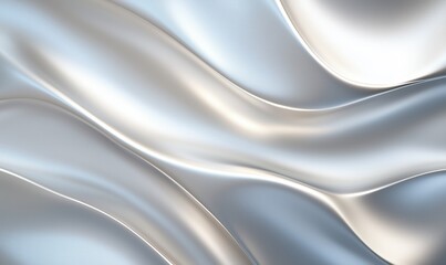 Fototapeta premium A silver fabric with a wave pattern. The fabric is shiny and reflective