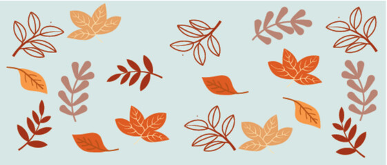 Autumn Sale background, banner, or flyer design. Set of colorful autumn posters with bright beautiful leaves frame, paper cut style letters and lettering. Template for advertising, web, social media 