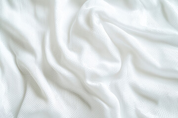 Fototapeta premium White sports clothing fabric football shirt jersey texture abstract background.