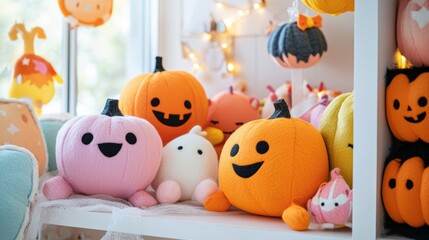 Halloween is a non-scary decor for children with soft felt and smiling characters, funny and cute, not creepy.