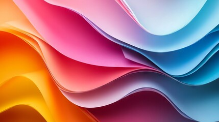 Abstract Colorful Waves of Paper with Flowing Shapes and Soft Lighting. AI generated illustration