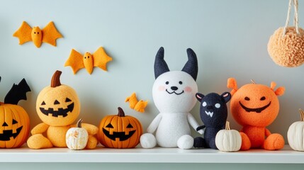 Halloween is a non-scary decor for children with soft felt and smiling characters, funny and cute, not creepy.