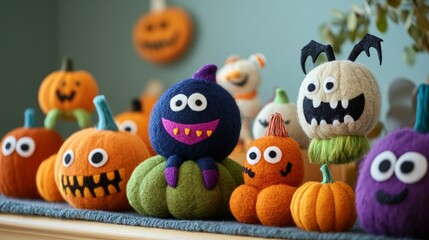 Halloween is a non-scary decor for children with soft felt and smiling characters, funny and cute, not creepy.