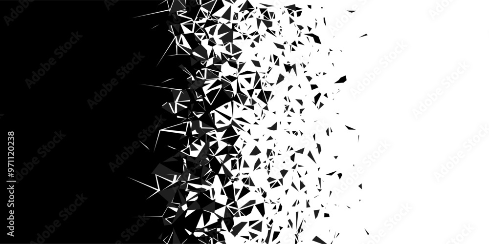 Wall mural abstract shatter background. cloud of pieces and fragments after wall explosion. destruction effect.