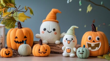 Halloween is a non-scary decor for children with soft felt and smiling characters, funny and cute, not creepy.