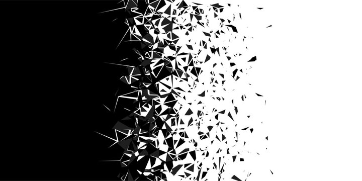 Abstract shatter background. cloud of pieces and fragments after wall explosion. Destruction effect. Vector illustration
