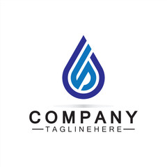 Letter S Water drop logo. Blue Water Drop shaped letter S logo design vector symbol icon illustration