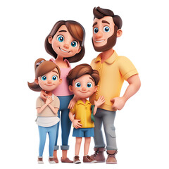 Cute family with children avatar character