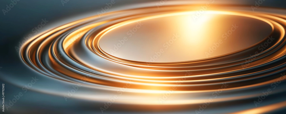 Poster a mesmerizing close-up of golden ripples reflecting light, creating a serene and elegant atmosphere 