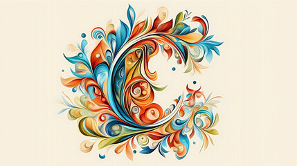Beautiful leaf pattern English letter, beautiful pattern, beautiful design, beautiful artwork.