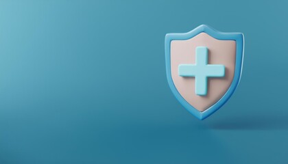 Obraz premium A modern, 3D representation of a medical shield symbolizing healthcare and protection against ailments.