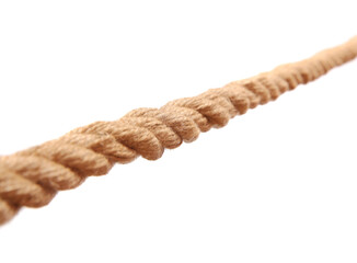 One brown braided rope isolated on white