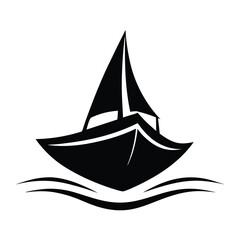 Symbol of Sailboat Vector Logo Silhouette Icon Design