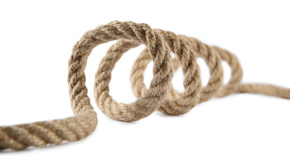 Hemp rope isolated on white. Organic material