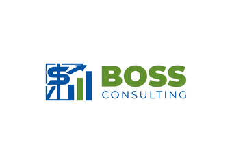 Boss, sales, seller, marketplace, marketing, business, logo, template, professional, clean, green, blue., icon, symbol, design, company, internet, word, concept, web
