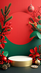 a frame with christmas decorations on it and a green background