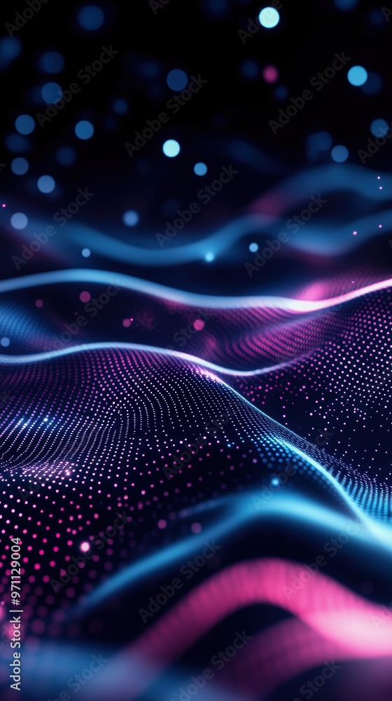 Poster abstract digital waves with vibrant colors create a mesmerizing visual effect, perfect for technolog