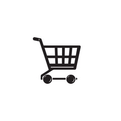 Shopping cart silhouette. Shopping trolley vector design. Shopping cart vector illustration isolated on white. background.