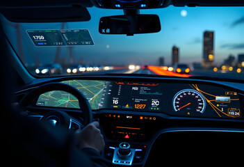 The car of the future, with technologic dashboards 