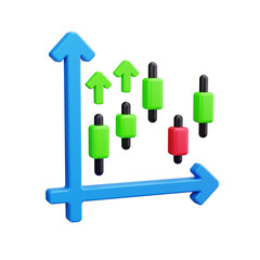 candlestick chart 3d render icons