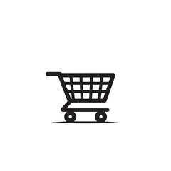 Shopping cart silhouette. Shopping trolley vector design. Shopping cart vector illustration isolated on white. background.