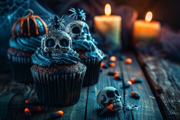 Spooky skulls halloween cupcakes