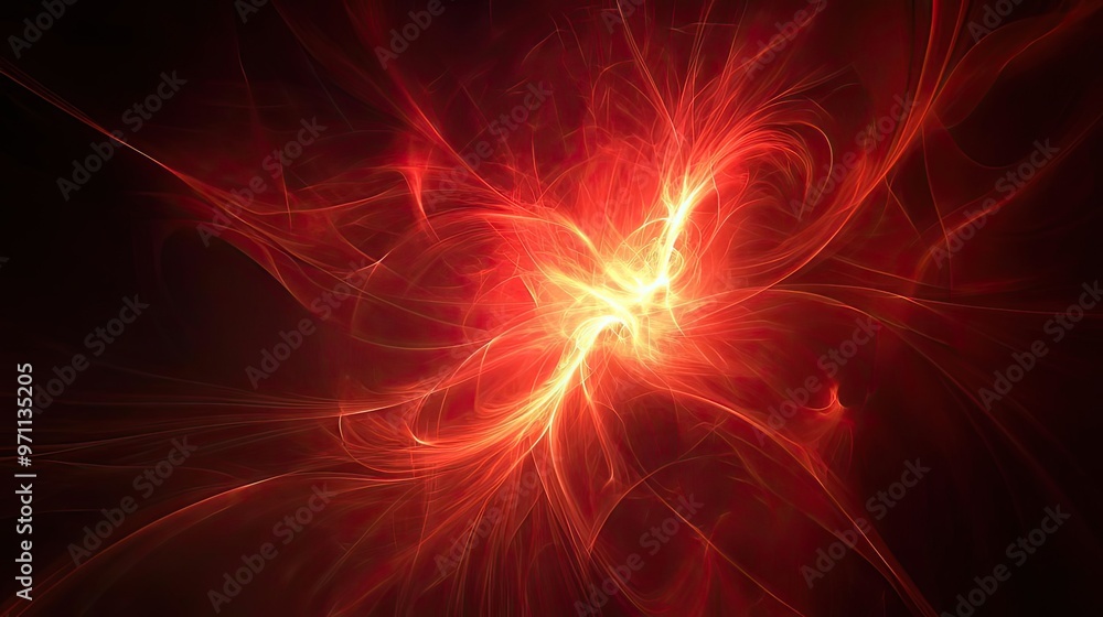 Poster a captivating abstract design featuring vibrant red hues and swirling patterns, evoking energy and p
