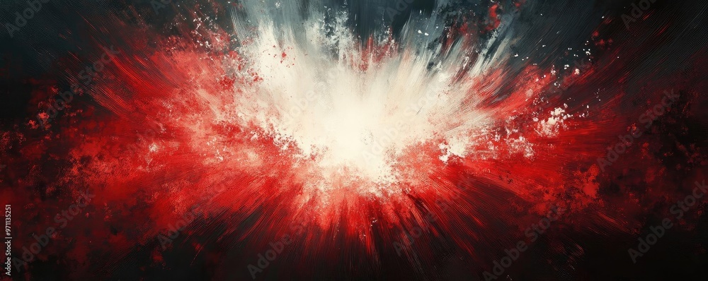Poster an abstract explosion of vibrant red and white hues, creating a dynamic visual impact full of energy