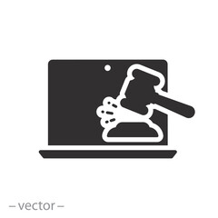 virtual platform for bid, icon, online auction on pc, flat vector illustration eps10
