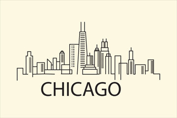 Fototapeta premium Chicago city buildings lineart vector suitable for background needs