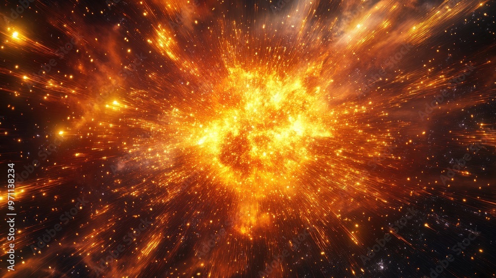 Poster abstract image of a fiery explosion. perfect for representing concepts like energy, power, and creat