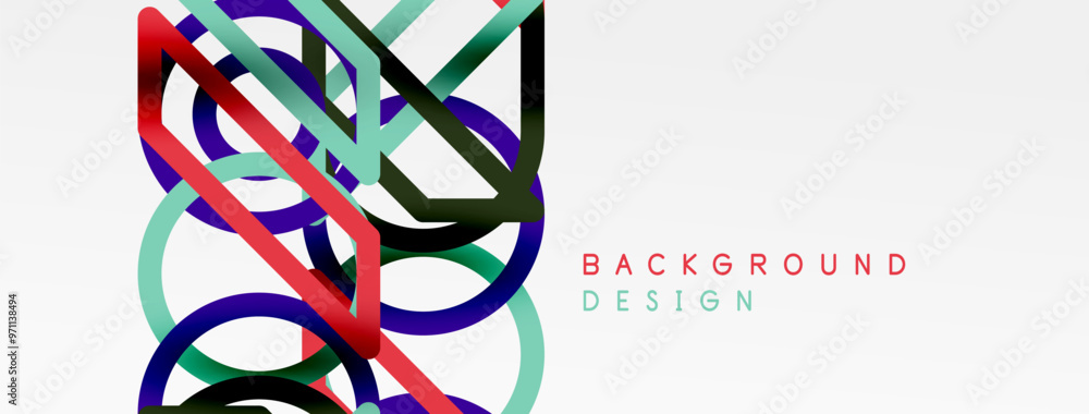 Poster Abstract background - colorful circle lines technology or business digital template