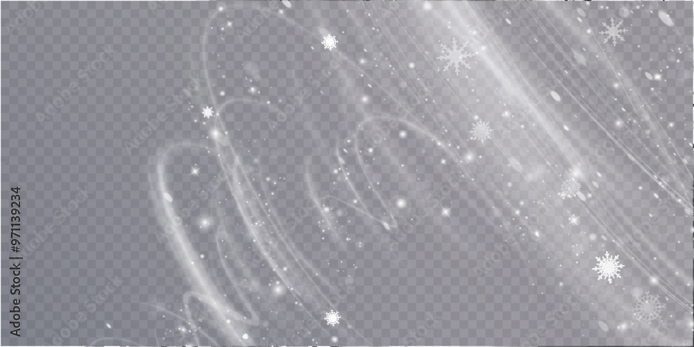 Poster vector texture cold winter wind with snow. on a transparent background. christmas effect of cold sno